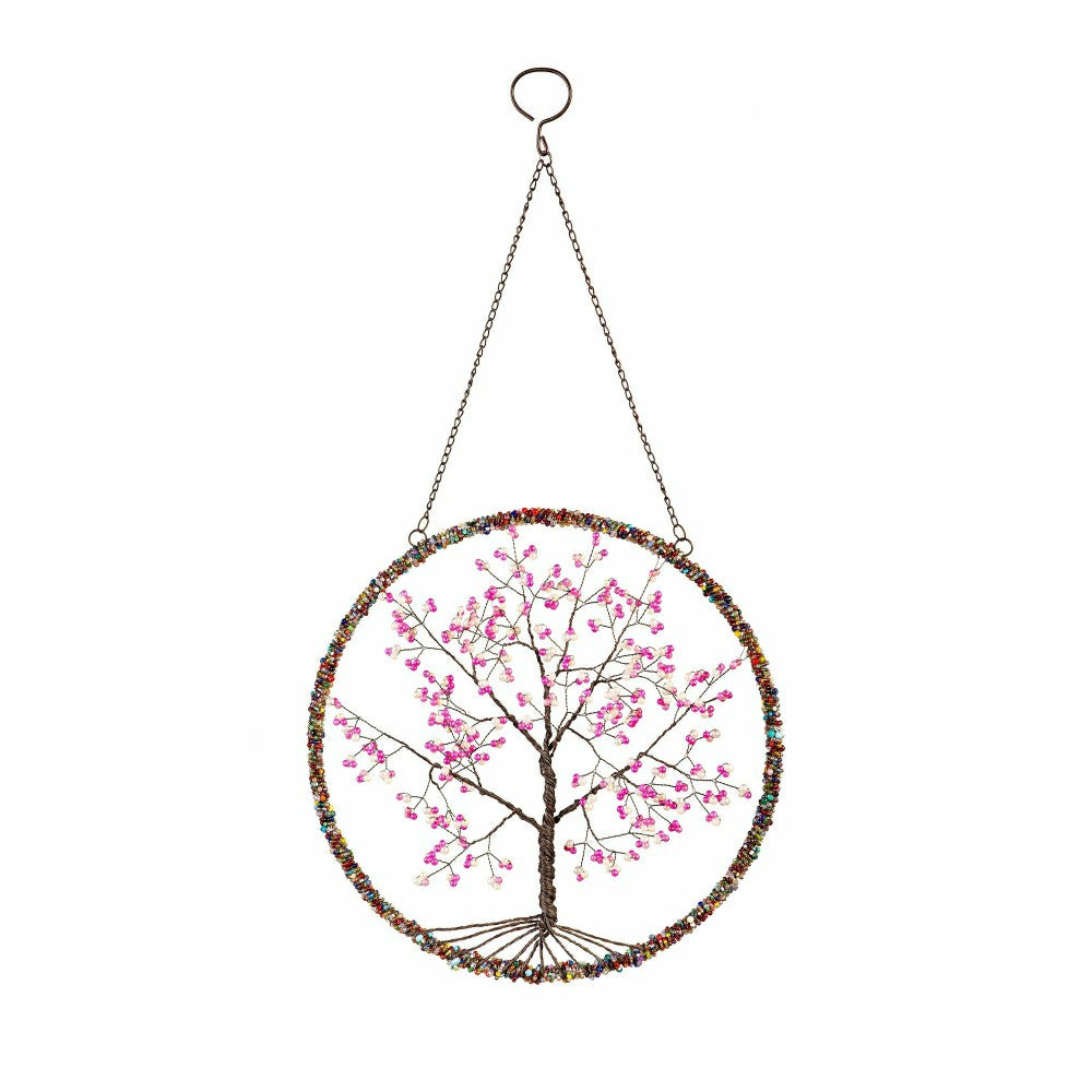 Cherry Blossom Tree Beaded Round Wall Décor | Plow & Hearth