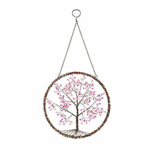 Cherry Blossom Tree Beaded Round Wall Décor | Plow & Hearth