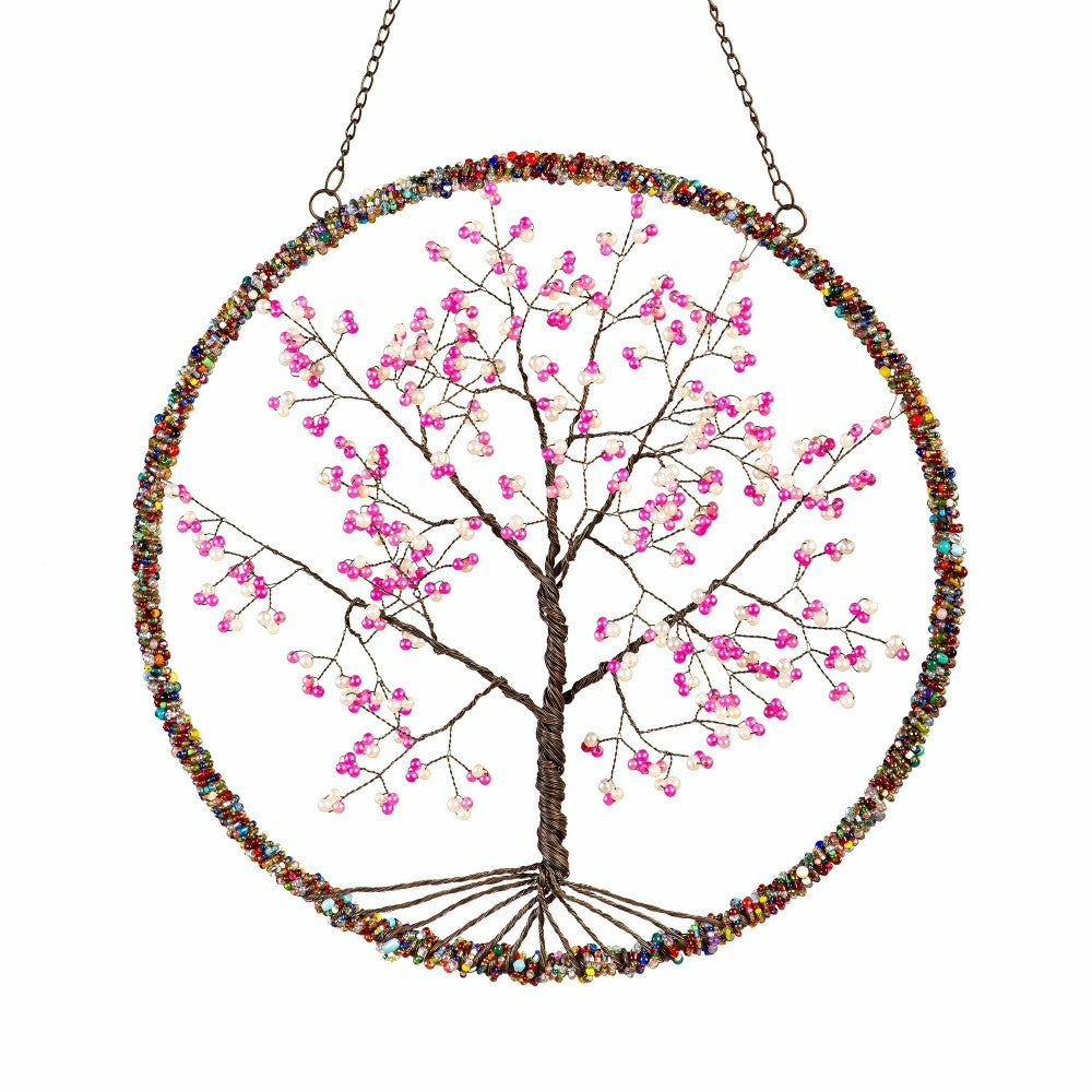 Cherry Blossom Tree Beaded Round Wall Décor | Plow & Hearth