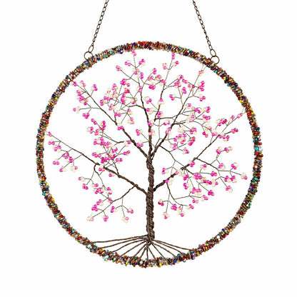 Cherry Blossom Tree Beaded Round Wall Décor | Plow & Hearth