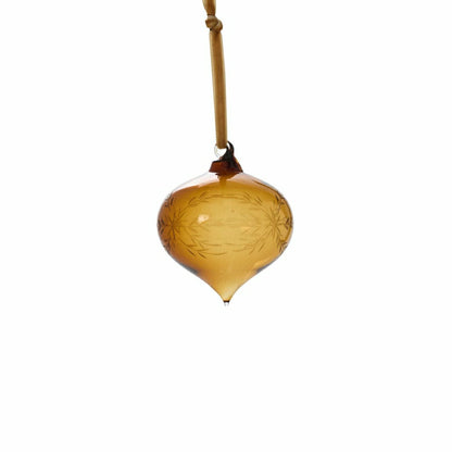 Etched Bauble Ornament, Brown | Plow & Hearth