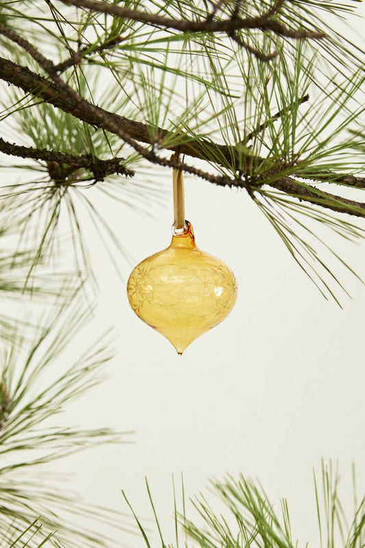 Etched Bauble Ornament, Amber | Plow & Hearth