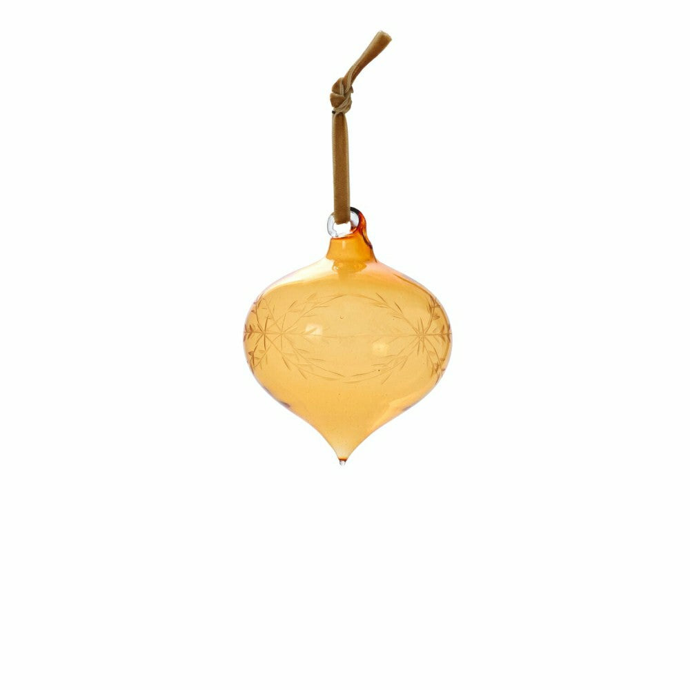 Etched Bauble Ornament, Amber | Plow & Hearth