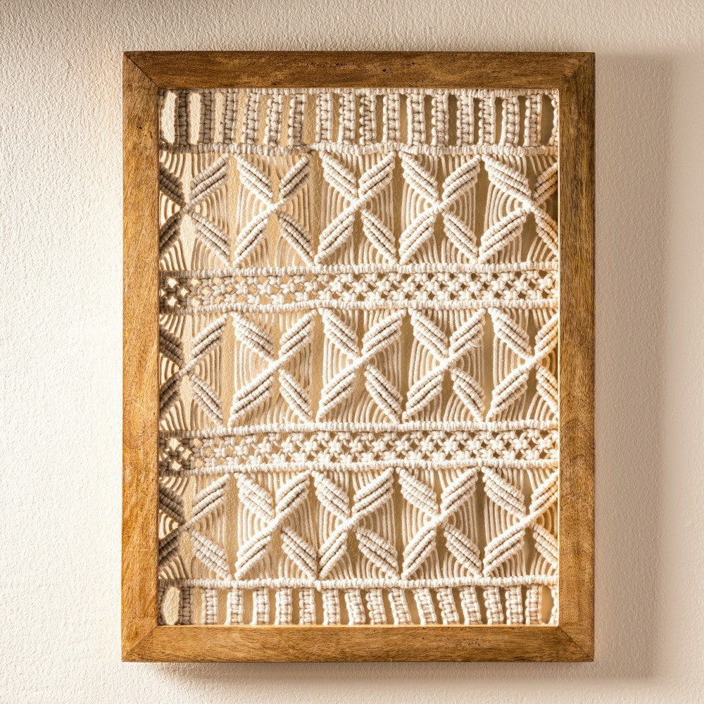 Macrame Wood Framed Wall Hanging | Plow & Hearth