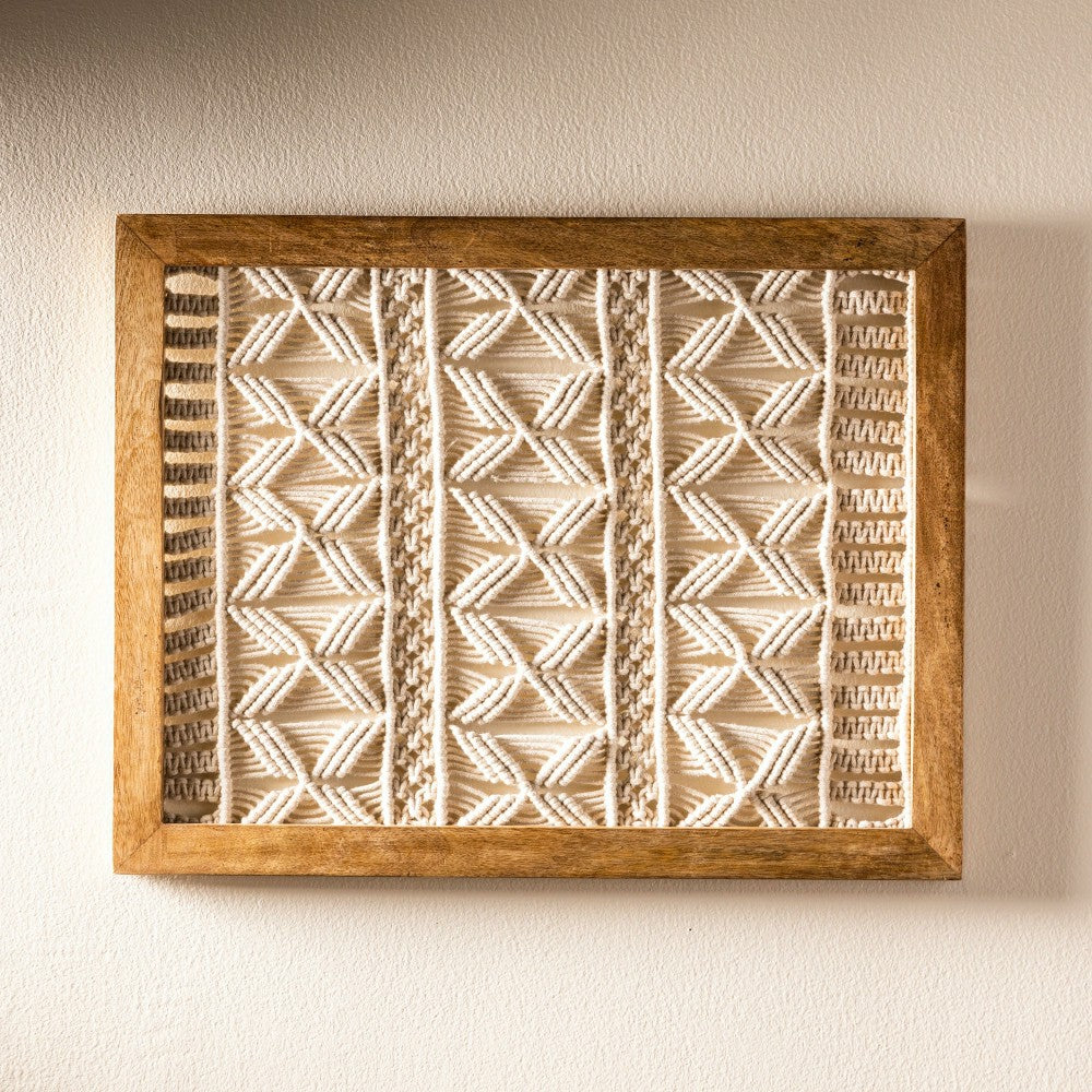 Macrame Wood Framed Wall Hanging | Plow & Hearth