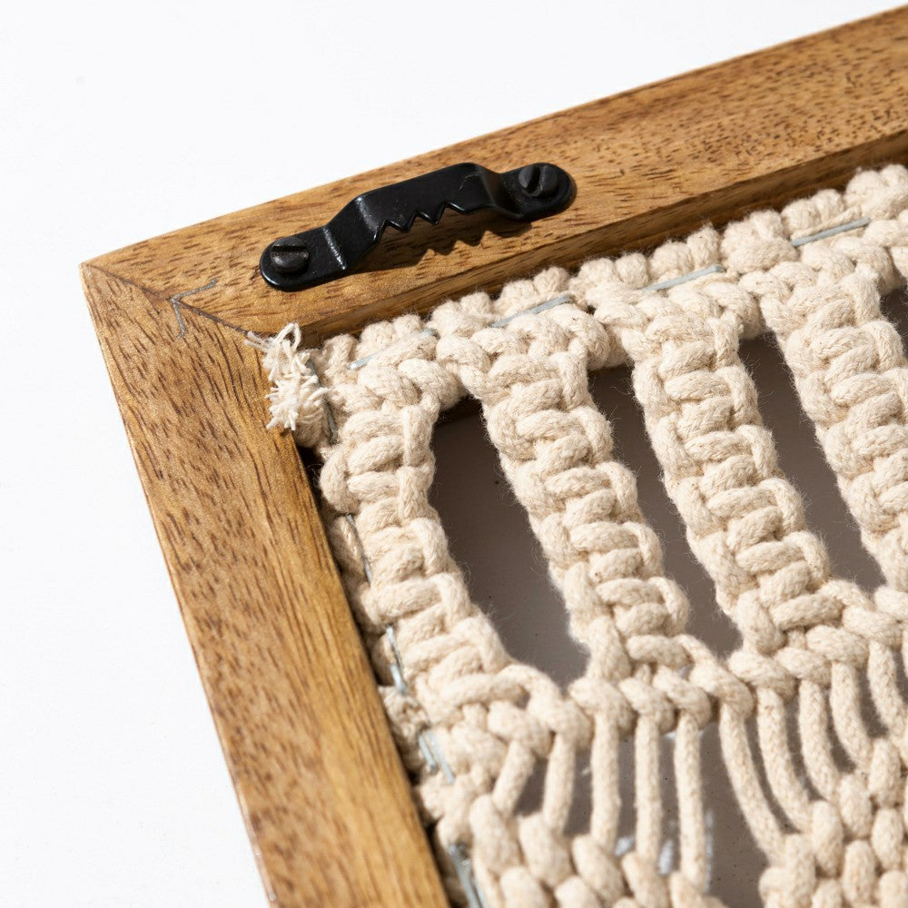Macrame Wood Framed Wall Hanging | Plow & Hearth