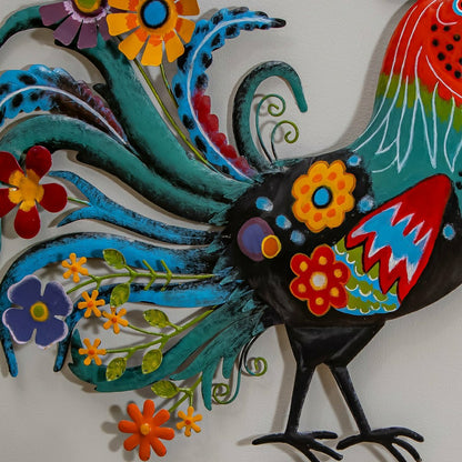 Floral Rooster Recycled Metal Wall Art | Plow & Hearth