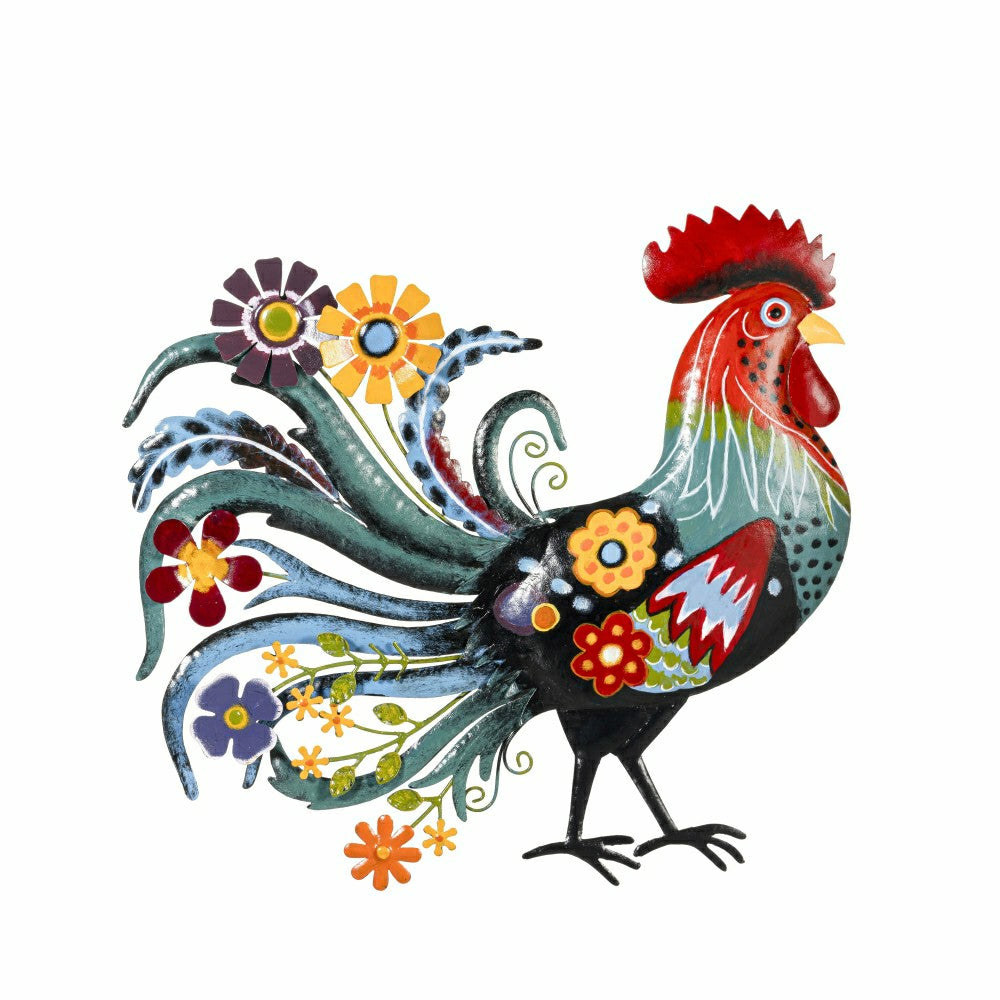 Floral Rooster Recycled Metal Wall Art | Plow & Hearth