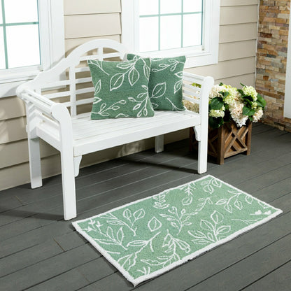 Verdant Greenery Indoor/Outdoor Hooked Pillow 18"x18" | Plow & Hearth