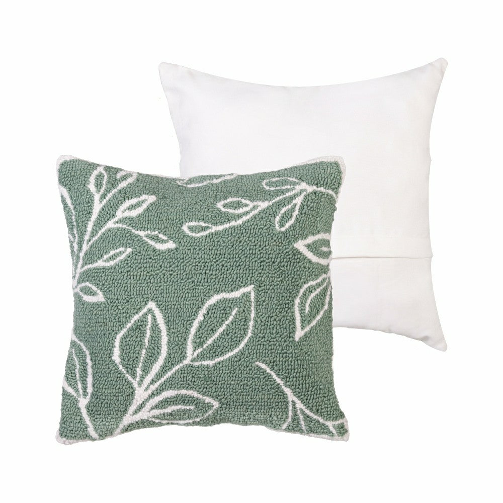 Verdant Greenery Indoor/Outdoor Hooked Pillow 18"x18" | Plow & Hearth