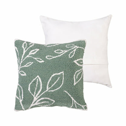 Verdant Greenery Indoor/Outdoor Hooked Pillow 18"x18" | Plow & Hearth