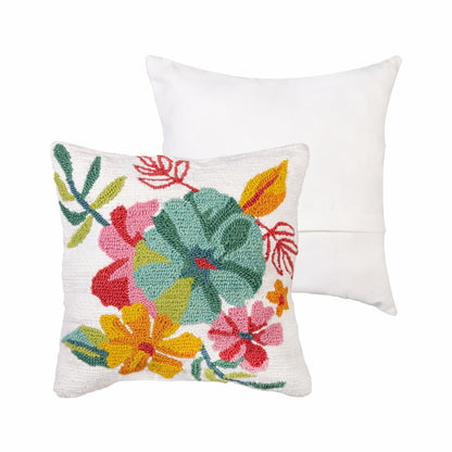 Vibrant Flowers Indoor/Outdoor Hooked Pillow 18"x18" | Plow & Hearth