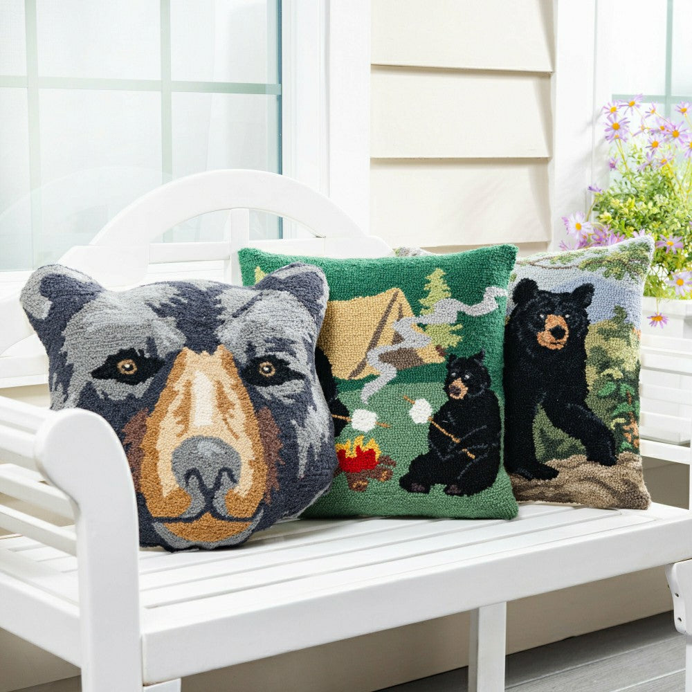 Black Bear Hooked Pillow | Plow & Hearth