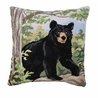 Black Bear Hooked Pillow | Plow & Hearth