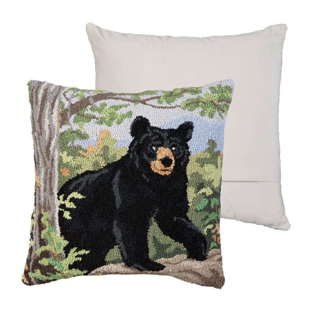 Black Bear Hooked Pillow | Plow & Hearth