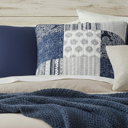 Patchwork Denim Blue Elegance Bohemian Euro Sham | Plow & Hearth