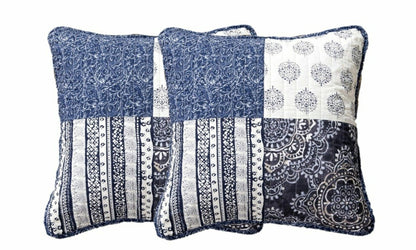 Set of 2-Pieces Bohemian Denim Blue Elegance Throw Pillow Covers | Plow & Hearth