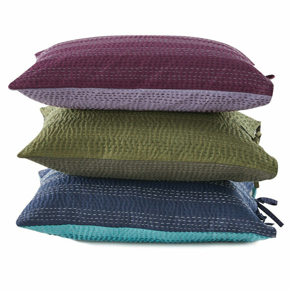 Hand Stitched Reversible Kantha Pillow Sham Pairs | Plow & Hearth
