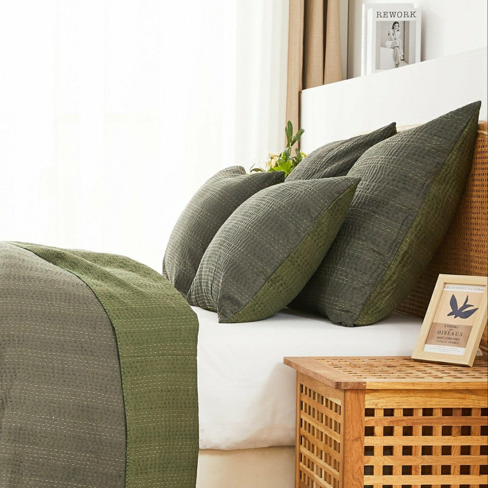 Hand Stitched Reversible Kantha Pillow Sham Pairs | Plow & Hearth