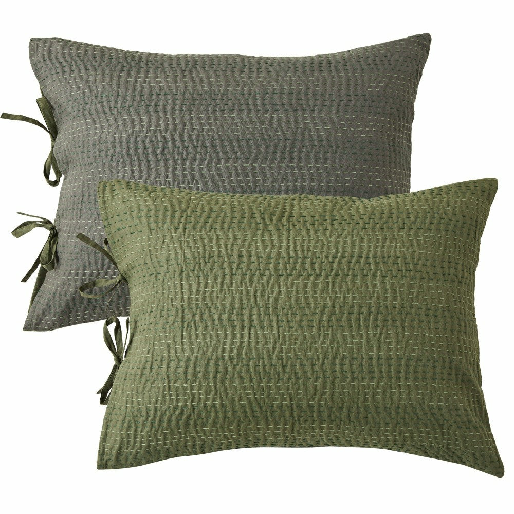 Hand Stitched Reversible Kantha Pillow Sham Pairs | Plow & Hearth