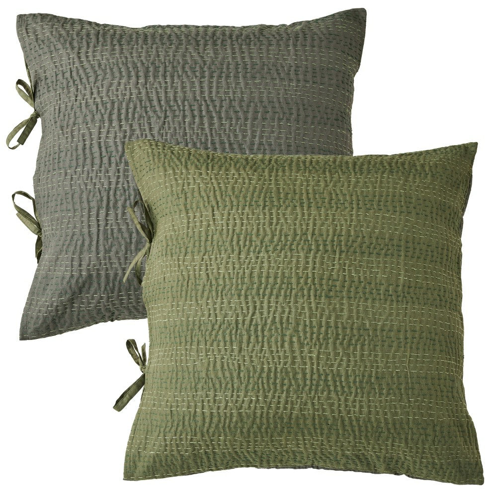 Hand Stitched Reversible Kantha Pillow Sham Pairs | Plow & Hearth