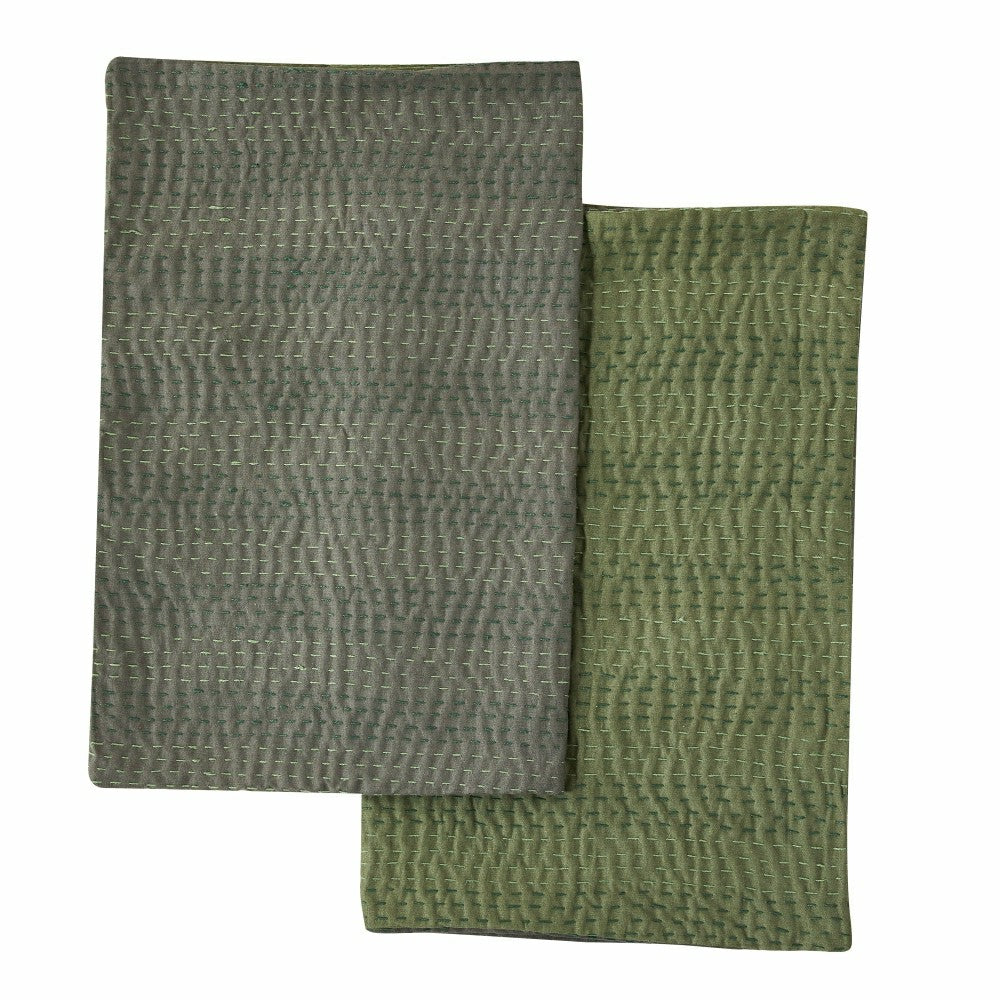 Hand Stitched Reversible Kantha Pillow Sham Pairs | Plow & Hearth