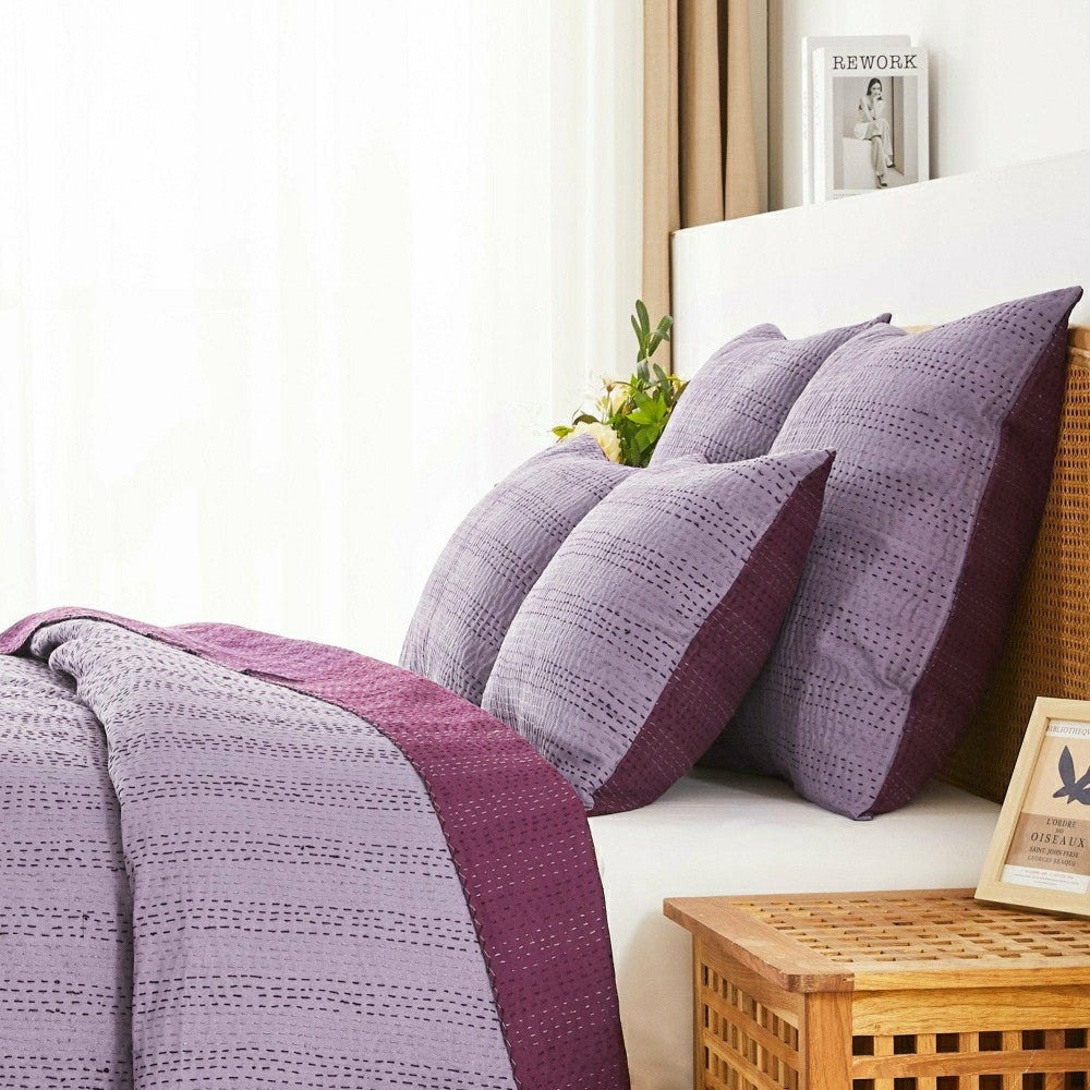 Hand Stitched Reversible Kantha Pillow Sham Pairs | Plow & Hearth