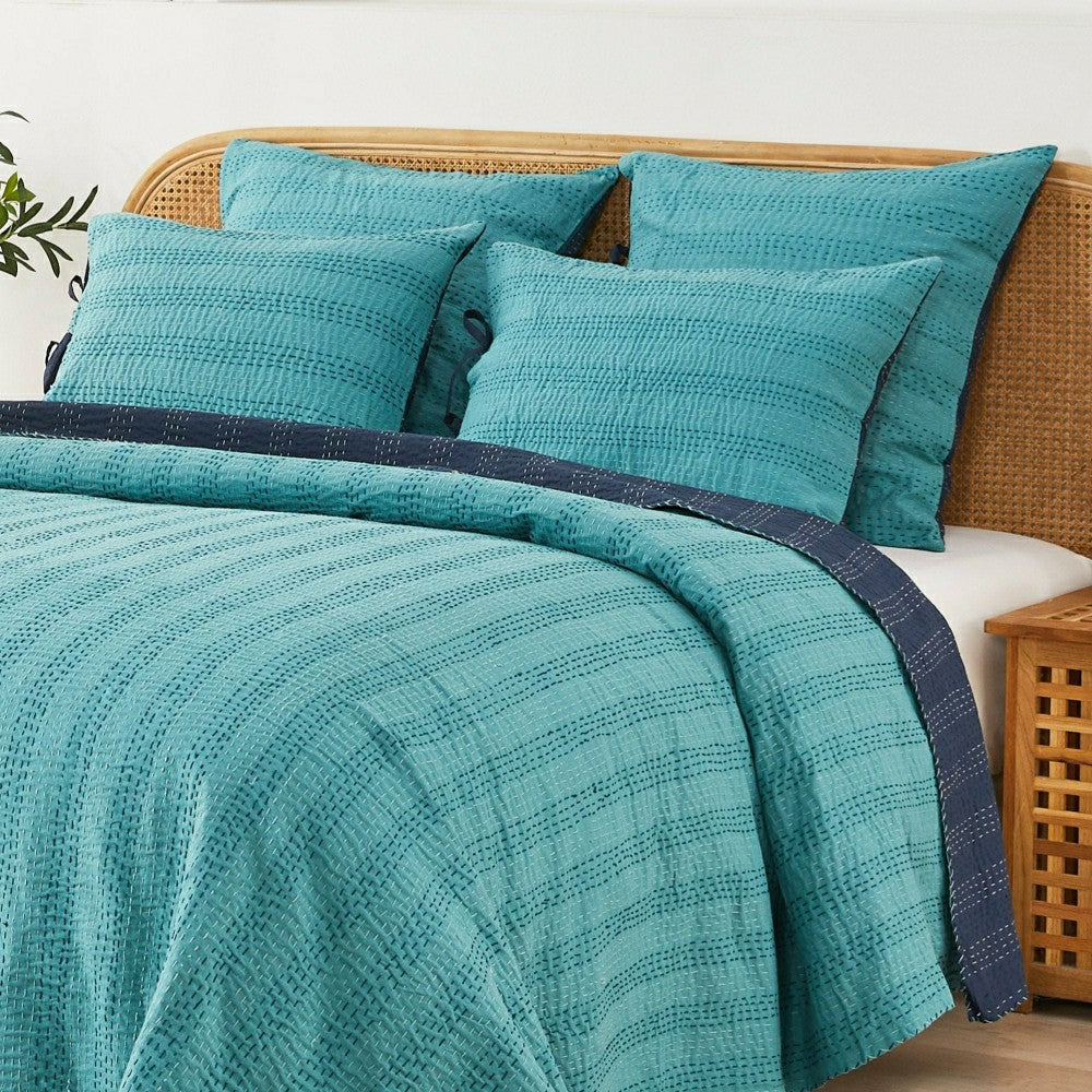 Hand Stitched Reversible Kantha Pillow Sham Pairs | Plow & Hearth