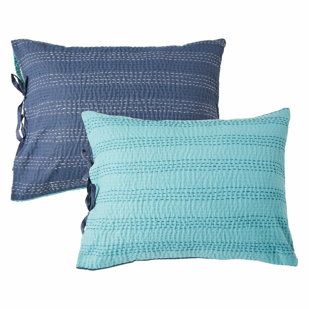 Hand Stitched Reversible Kantha Pillow Sham Pairs | Plow & Hearth