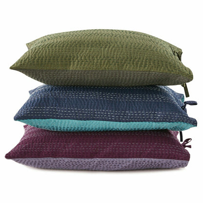 Hand Stitched Reversible Kantha Pillow Sham Pairs | Plow & Hearth