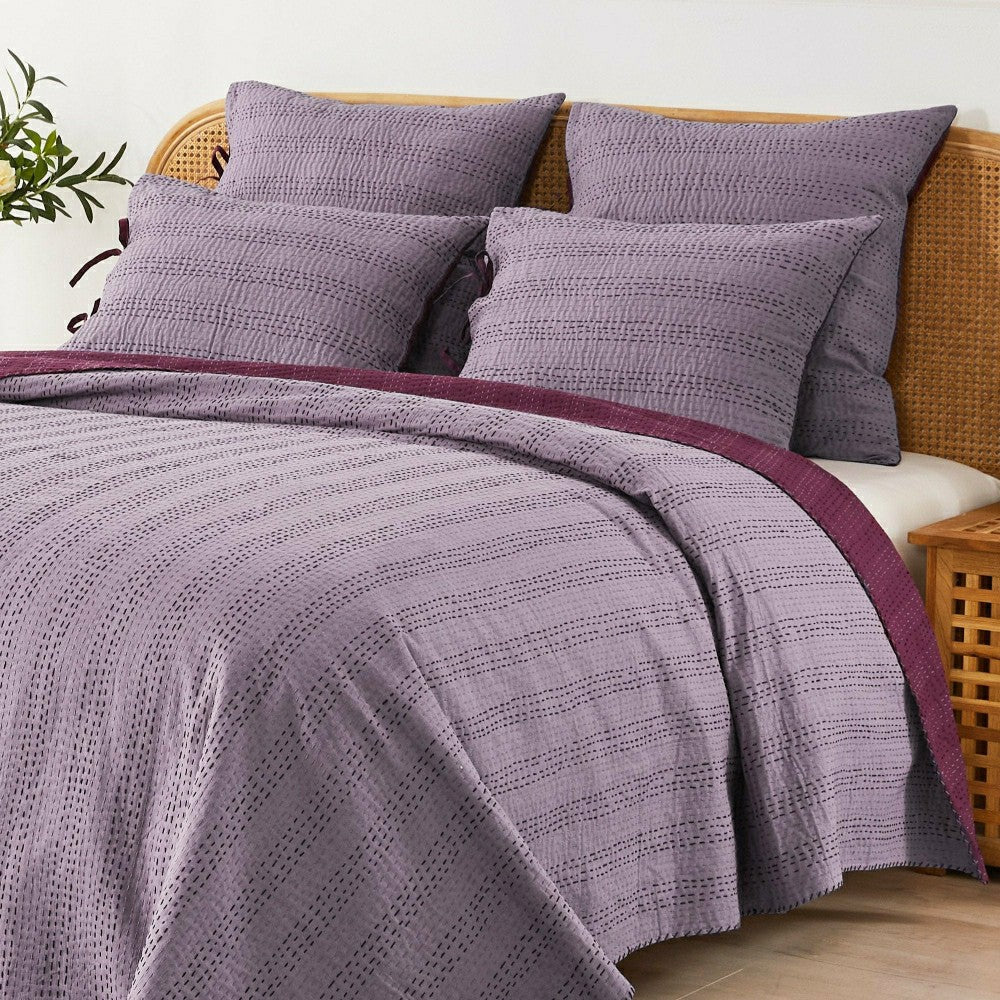 Hand Stitched Reversible Kantha Pillow Sham Pairs | Plow & Hearth