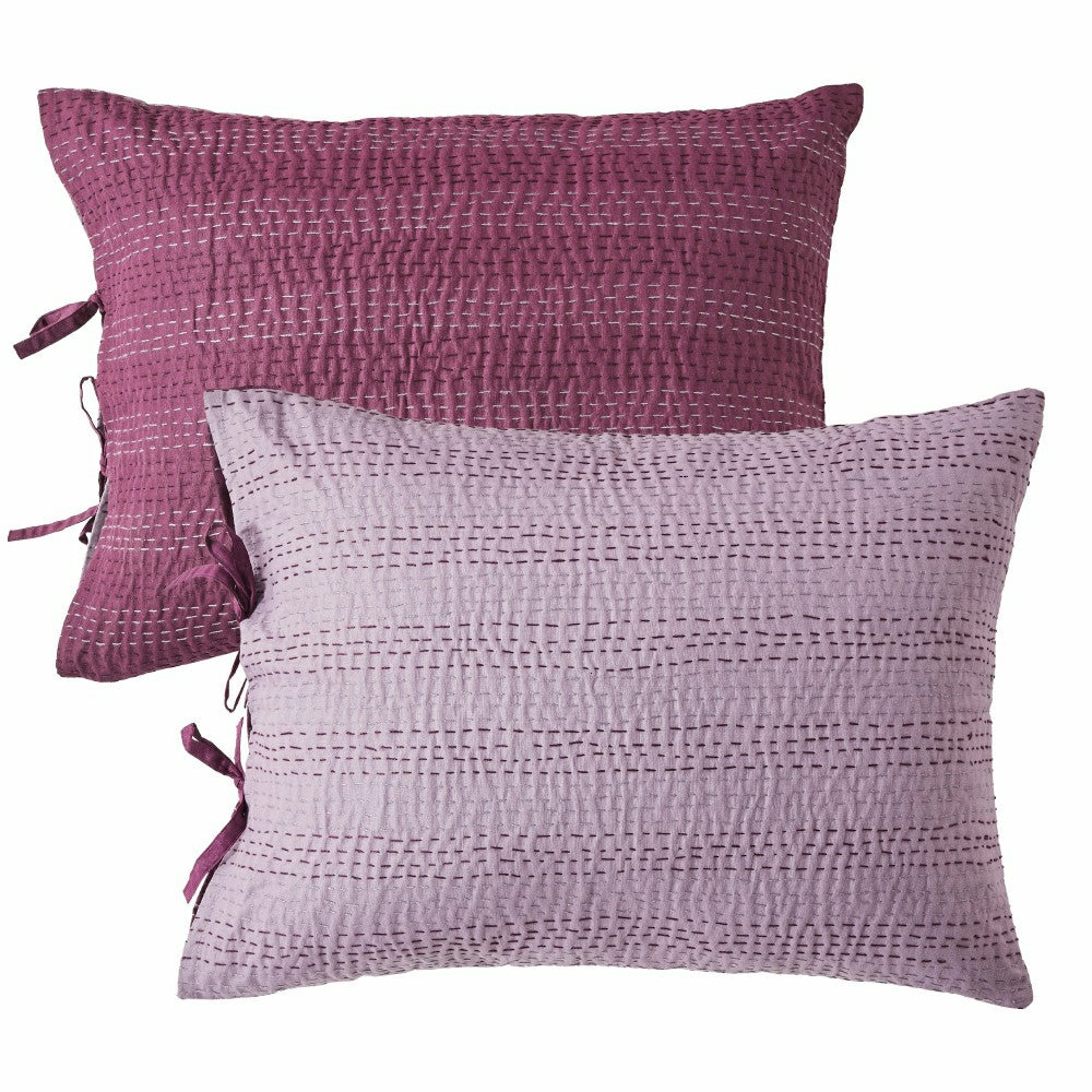 Hand Stitched Reversible Kantha Pillow Sham Pairs | Plow & Hearth