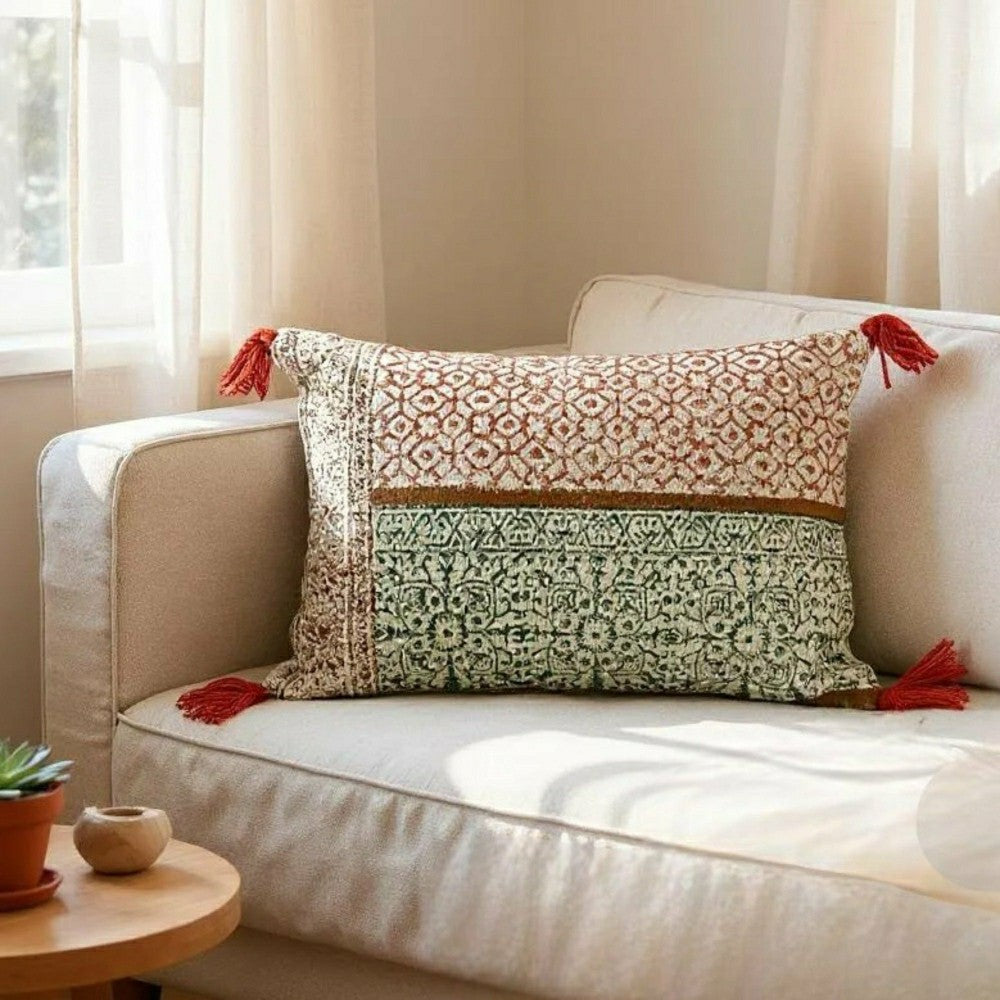 Hand Block Print Rectangular Throw Pillow | Plow & Hearth