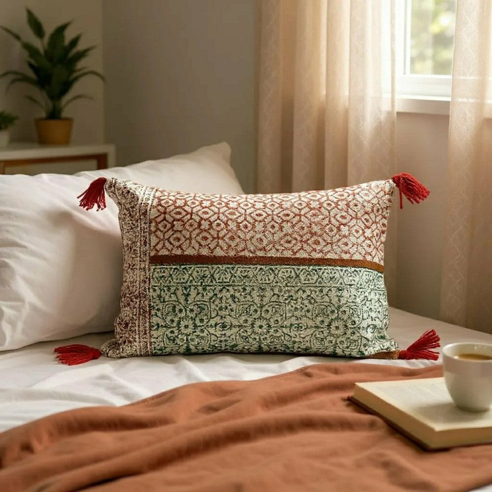 Hand Block Print Rectangular Throw Pillow | Plow & Hearth