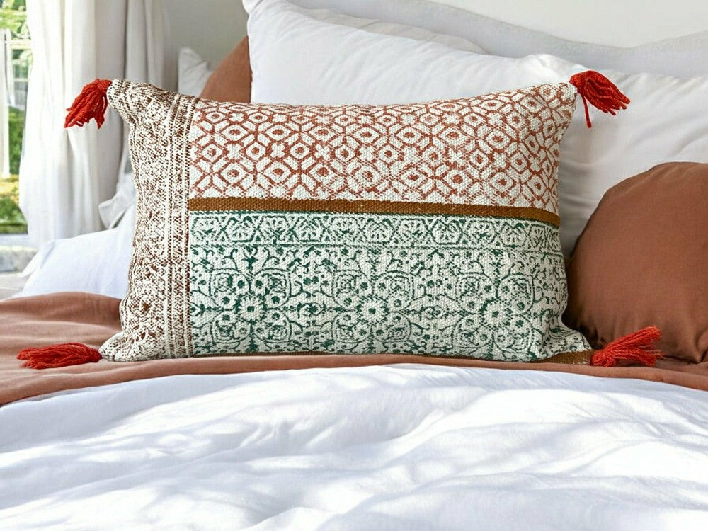 Hand Block Print Rectangular Throw Pillow | Plow & Hearth