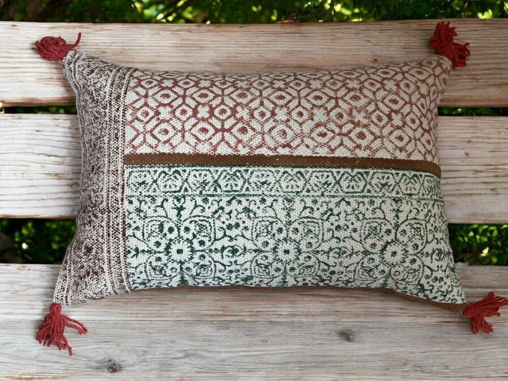 Hand Block Print Rectangular Throw Pillow | Plow & Hearth