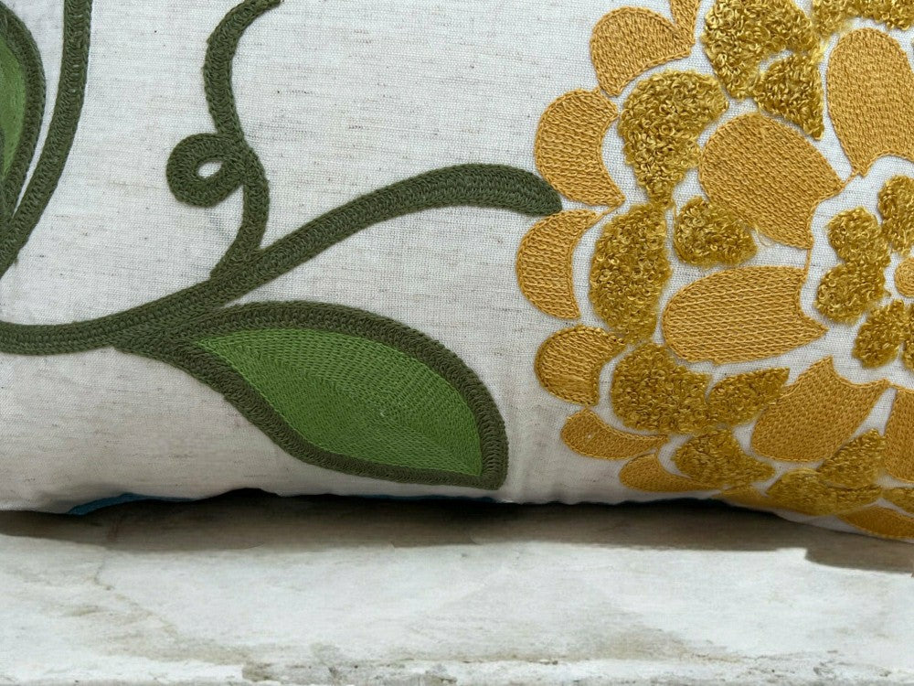 Spring Floral Embroidered Throw Pillow Square Oversized | Plow & Hearth
