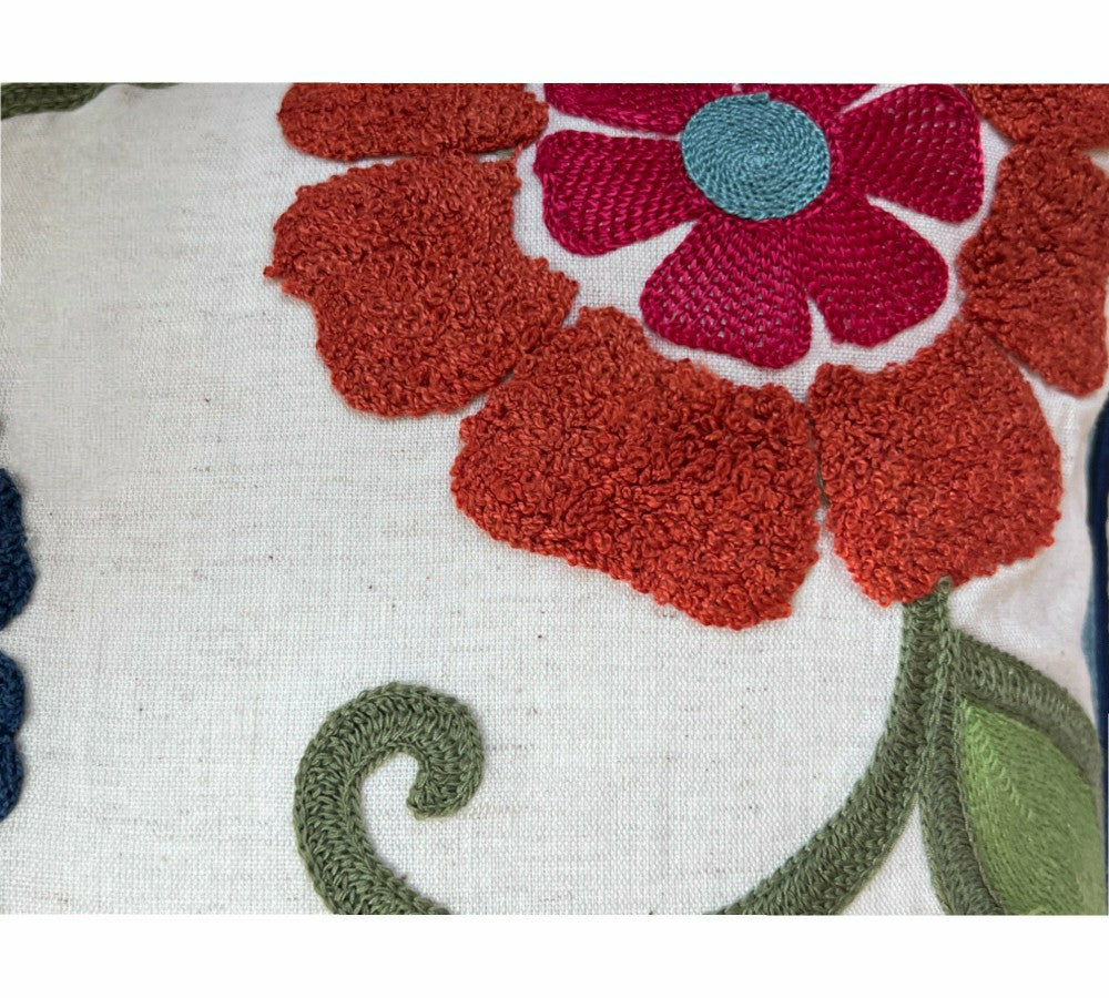 Spring Floral Embroidered Throw Pillow Square Oversized | Plow & Hearth