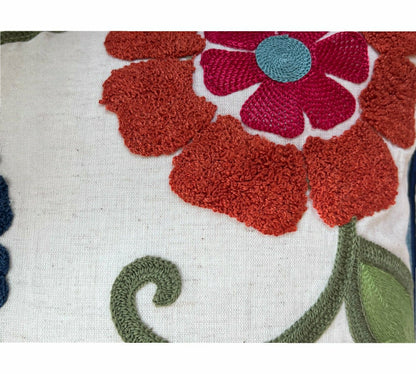 Spring Floral Embroidered Throw Pillow Square Oversized | Plow & Hearth