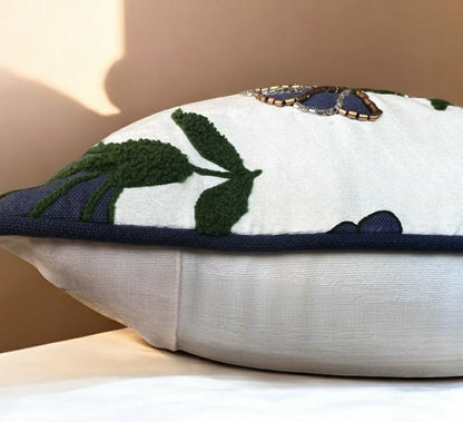 Embroidered Floral Blue Boho Accent Throw Pillow | Plow & Hearth