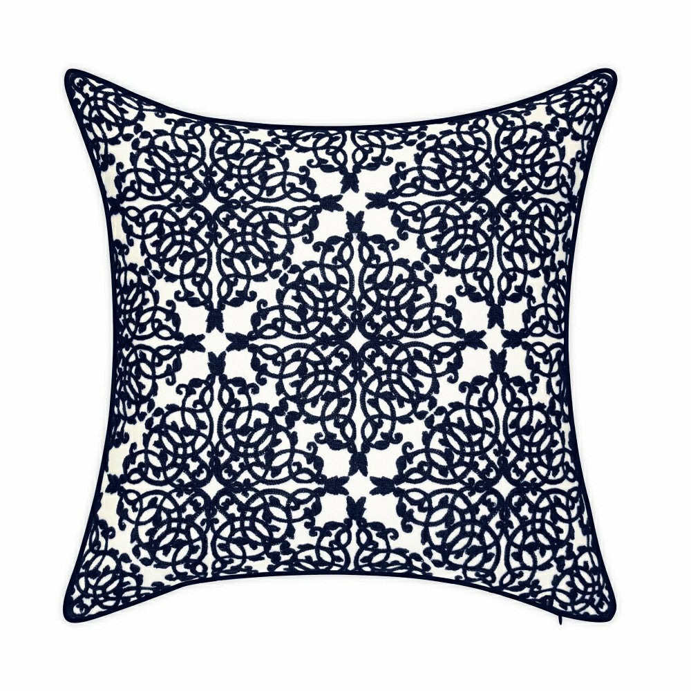 Indoor/Outdoor Embroidered Lacework Throw Pillow | Plow & Hearth