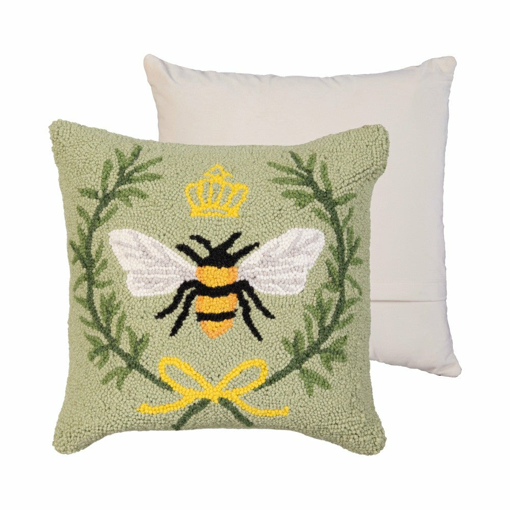 Queen Bee Hooked Pillow | Plow & Hearth