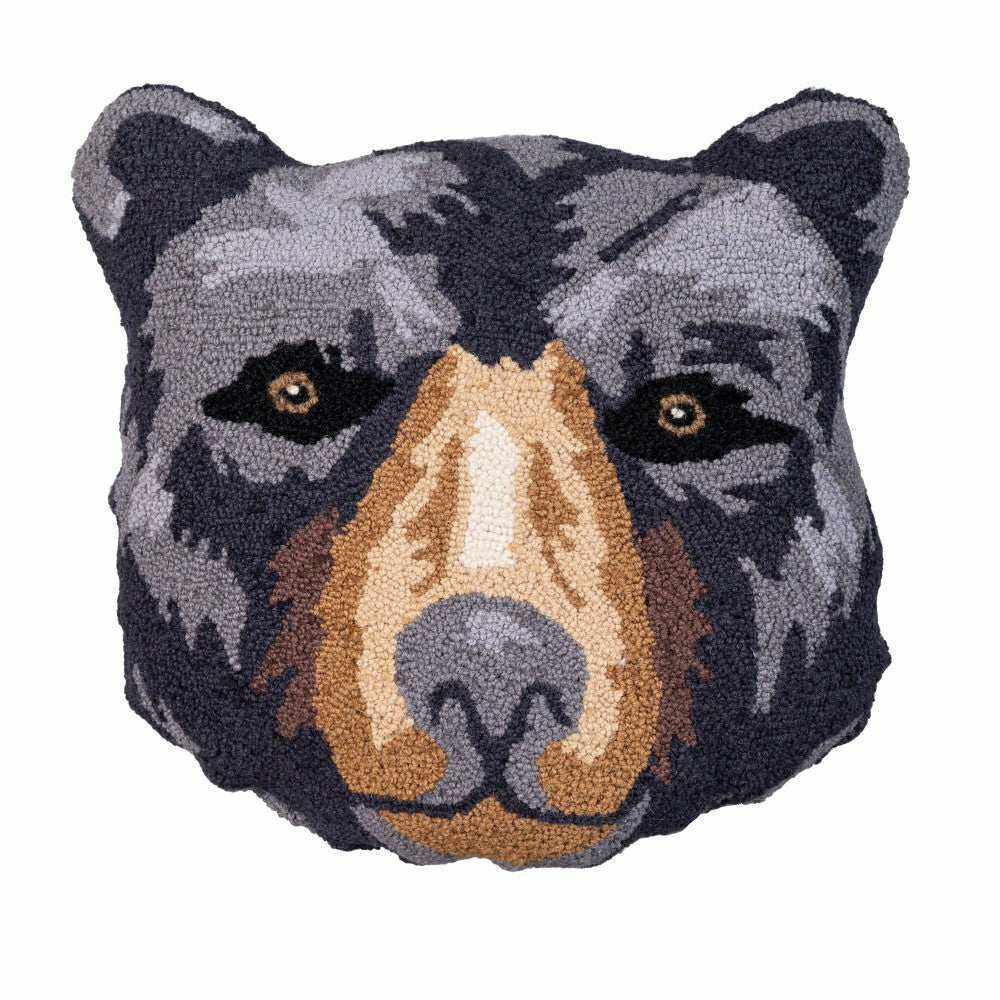 Black Bear Shaped Hooked Pillow | Plow & Hearth