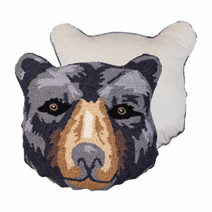 Black Bear Shaped Hooked Pillow | Plow & Hearth