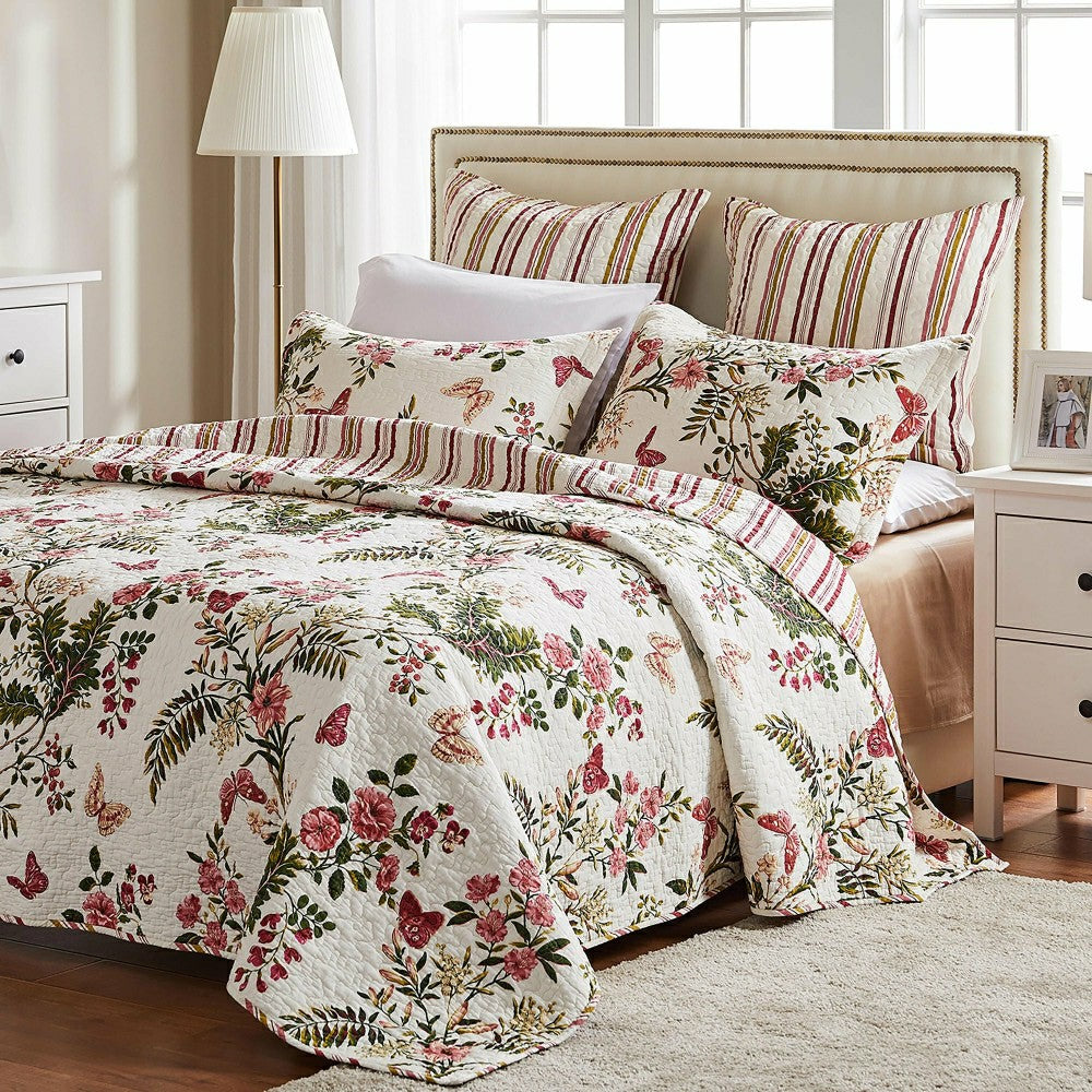 Wild Bouquet Cotton Quilted Bedding Set, 50"L x 60"W Throw | Plow & Hearth
