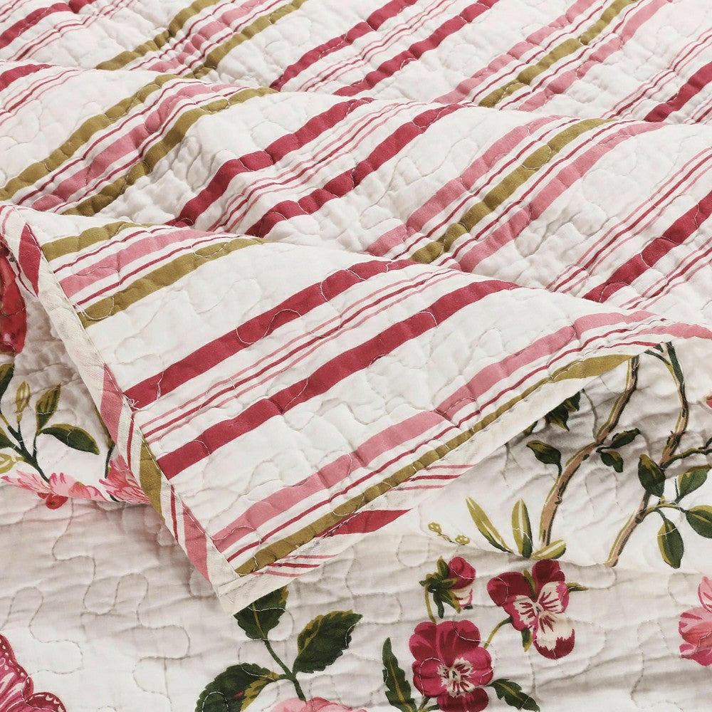 Wild Bouquet Cotton Quilted Bedding Set, 50"L x 60"W Throw | Plow & Hearth