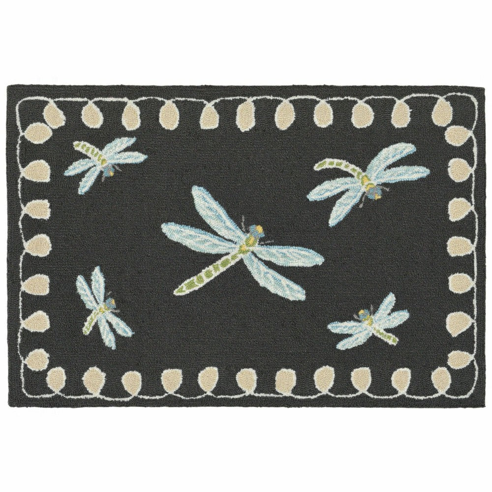 Liora Manne Frontporch Dragonfly Indoor/Outdoor Mat Midnight 2' x 3' | Plow & Hearth