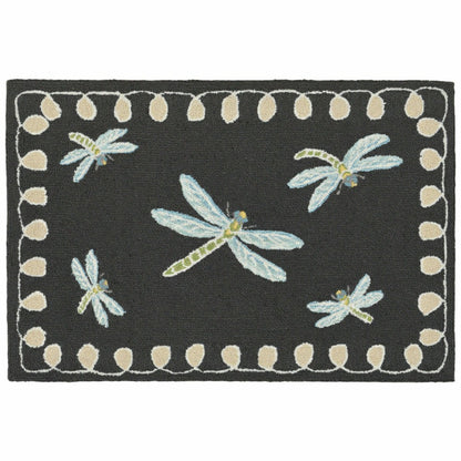 Liora Manne Frontporch Dragonfly Indoor/Outdoor Mat Midnight 2' x 3' | Plow & Hearth