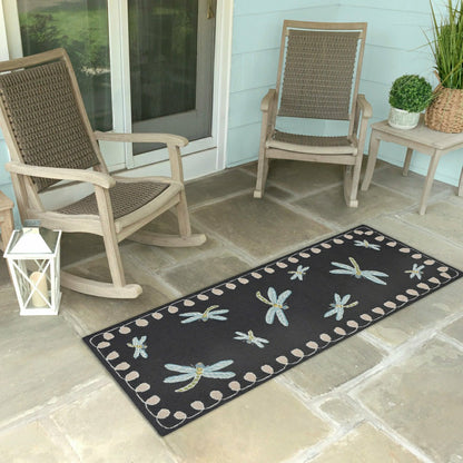 Liora Manne Frontporch Dragonfly Indoor/Outdoor Mat Midnight 2' x 3' | Plow & Hearth