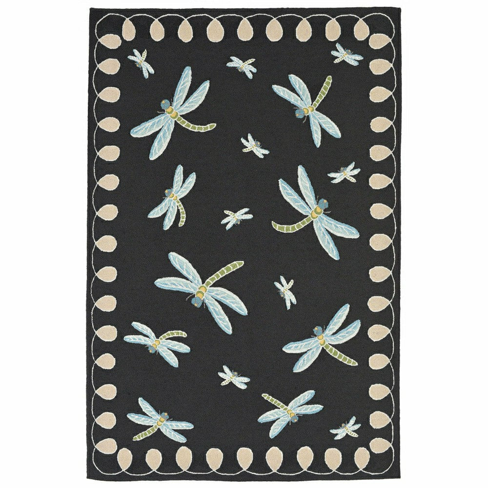 Liora Manne Frontporch Dragonfly Indoor/Outdoor Mat Midnight 2' x 3' | Plow & Hearth